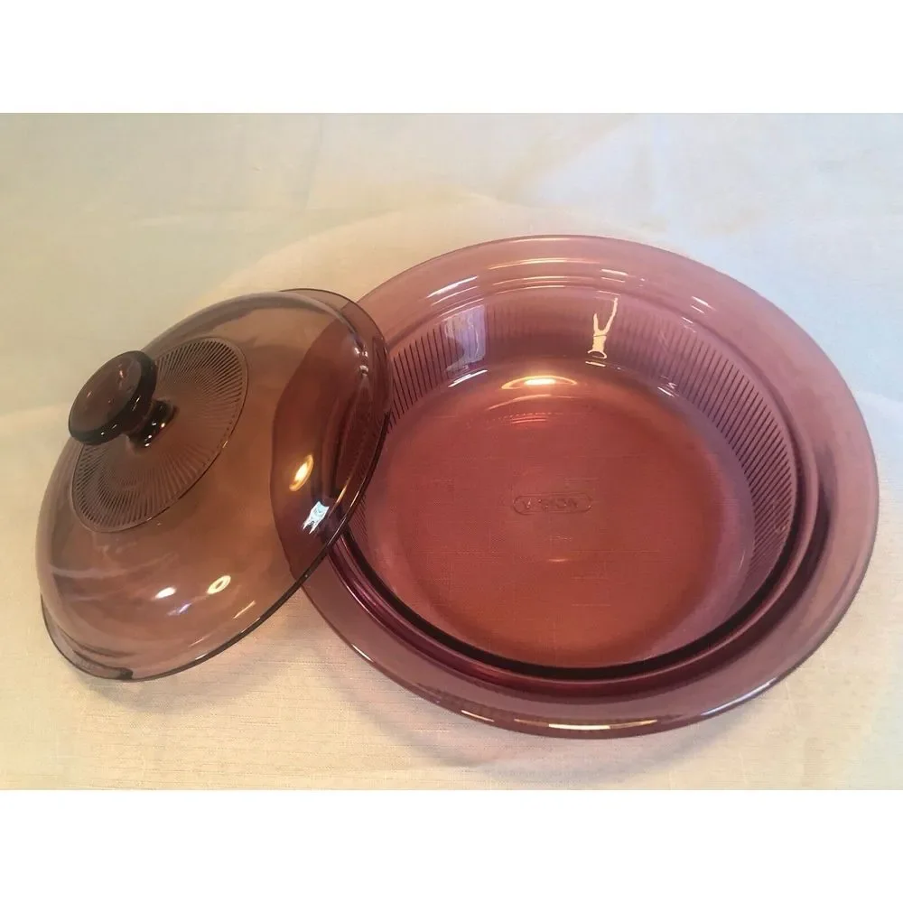 Corning Visions Cranberry 1.5‎ Qt And 1 QT Cookware With Matching Lids